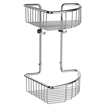 Smedbo Sideline Large Double Corner Shower Basket Two-Tier Polished Chrome