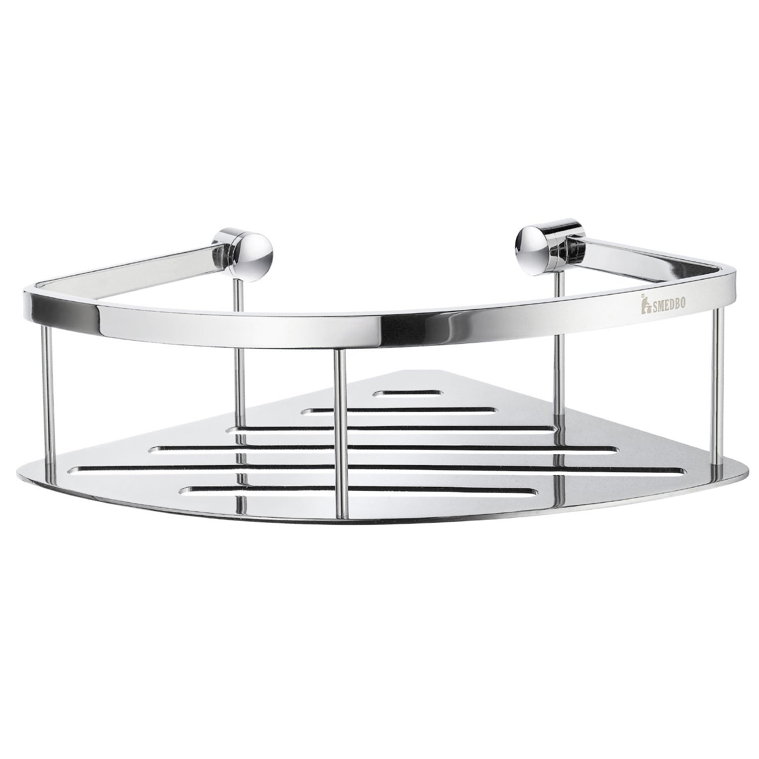 Smedbo Sideline Corner Shower Basket Curved Solid Tray Polished Chrome
