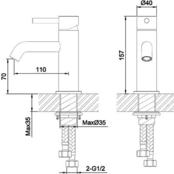 Solito Basin Mixer with Click-Clack Waste