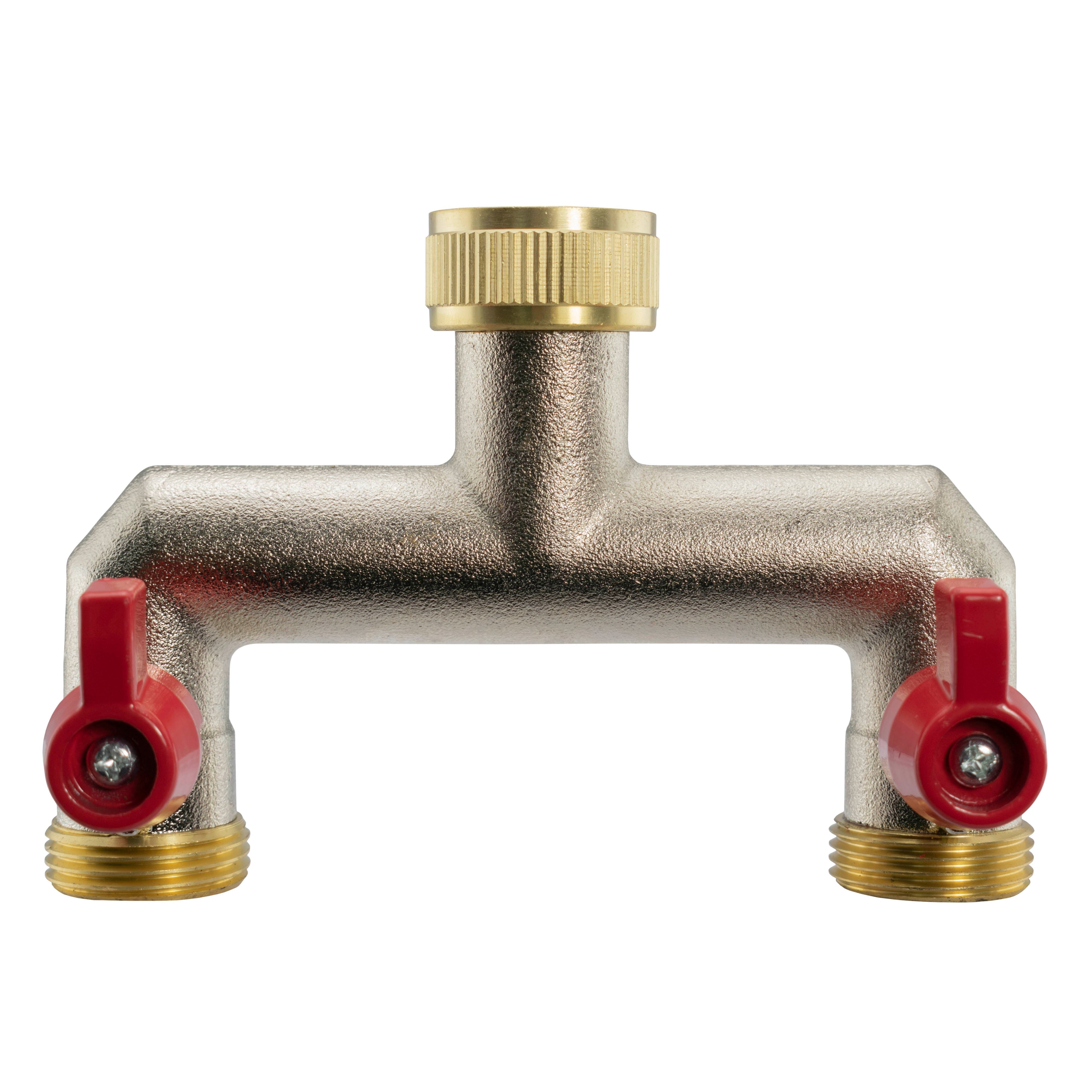 Two Way Tap Splitter Brass 3/4" BSP with Quick Connect Outlets