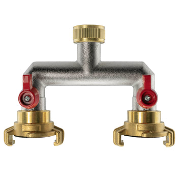 Two Way Tap Splitter Brass 3/4" BSP with Geka Type Outlets