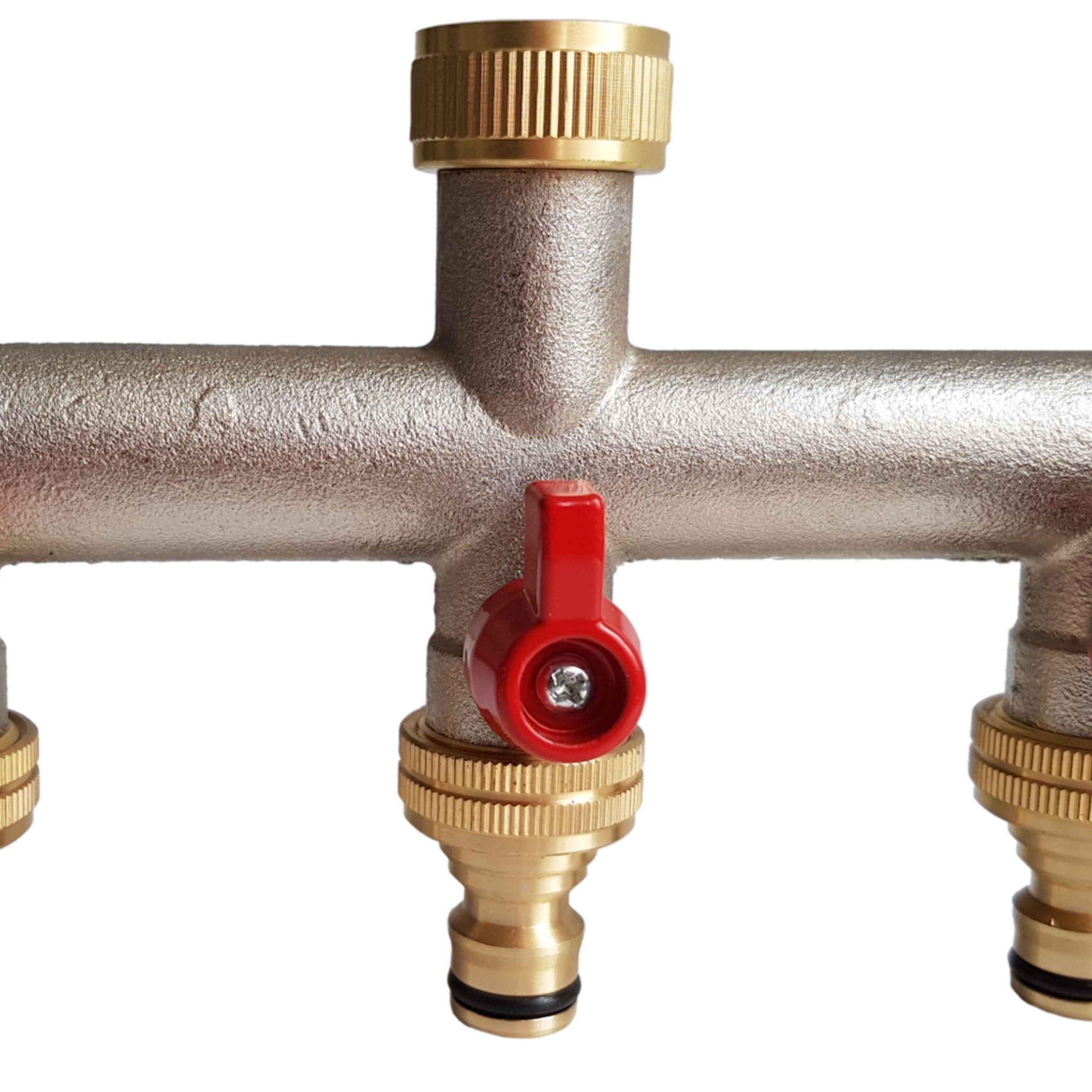 Three Way Tap Splitter Brass 3/4" BSP with Quick Connect Outlets