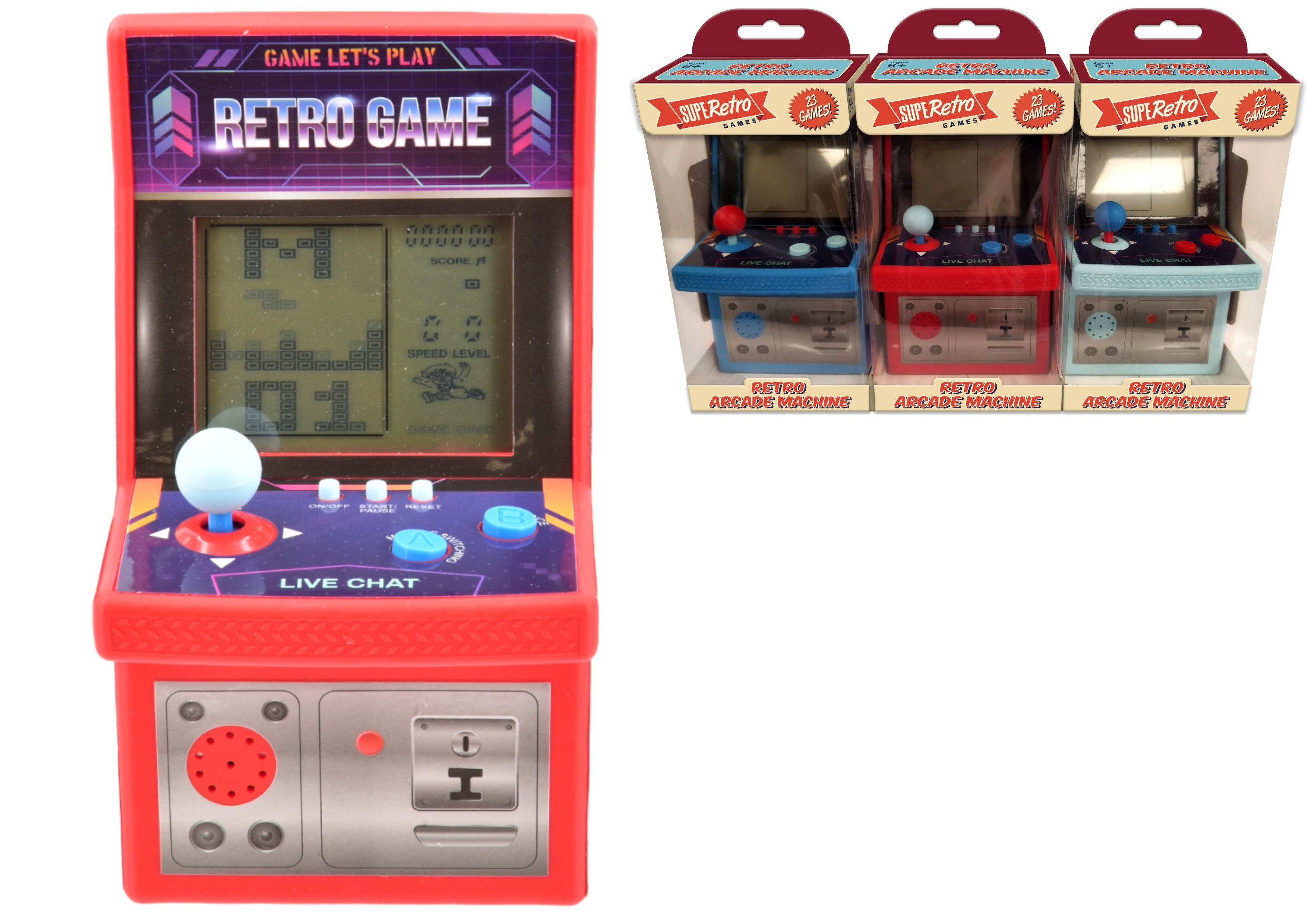 Retro Arcade Machine Red Retro Arcade Machine 3 Assorted Colours – Empire Warehouse
