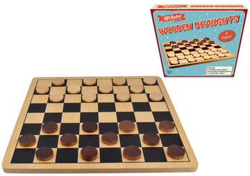 "Retro" Wooden Board Draughts - Colour Box
