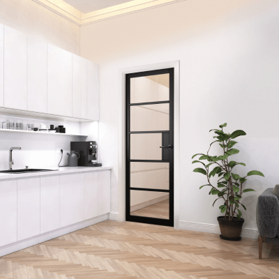 Metro Black Painted Clear Glazed Internal Door - All Sizes
