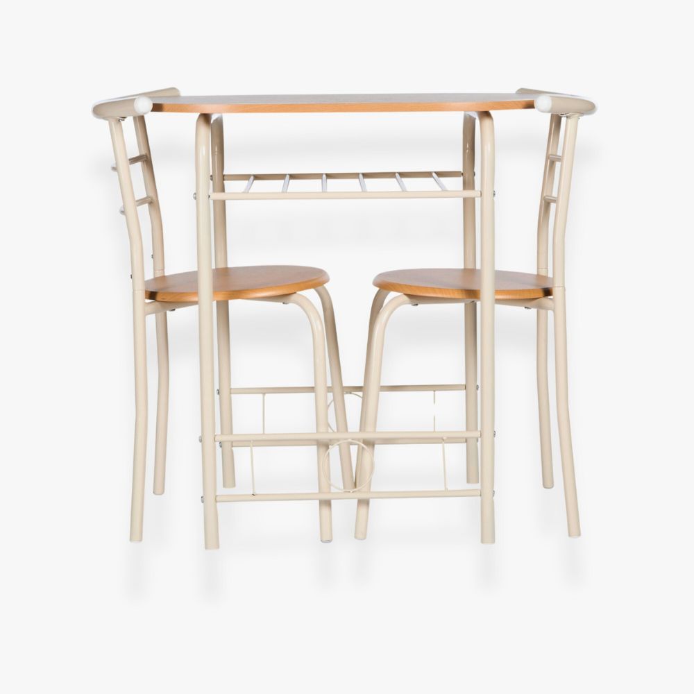 Stylish 2-Seater Compact Dining Set with Storage Shelf – Ideal for Small Spaces