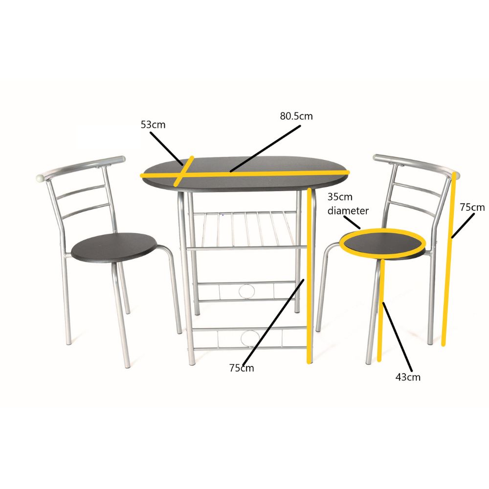 Stylish 2-Seater Compact Dining Set with Storage Shelf – Ideal for Small Spaces