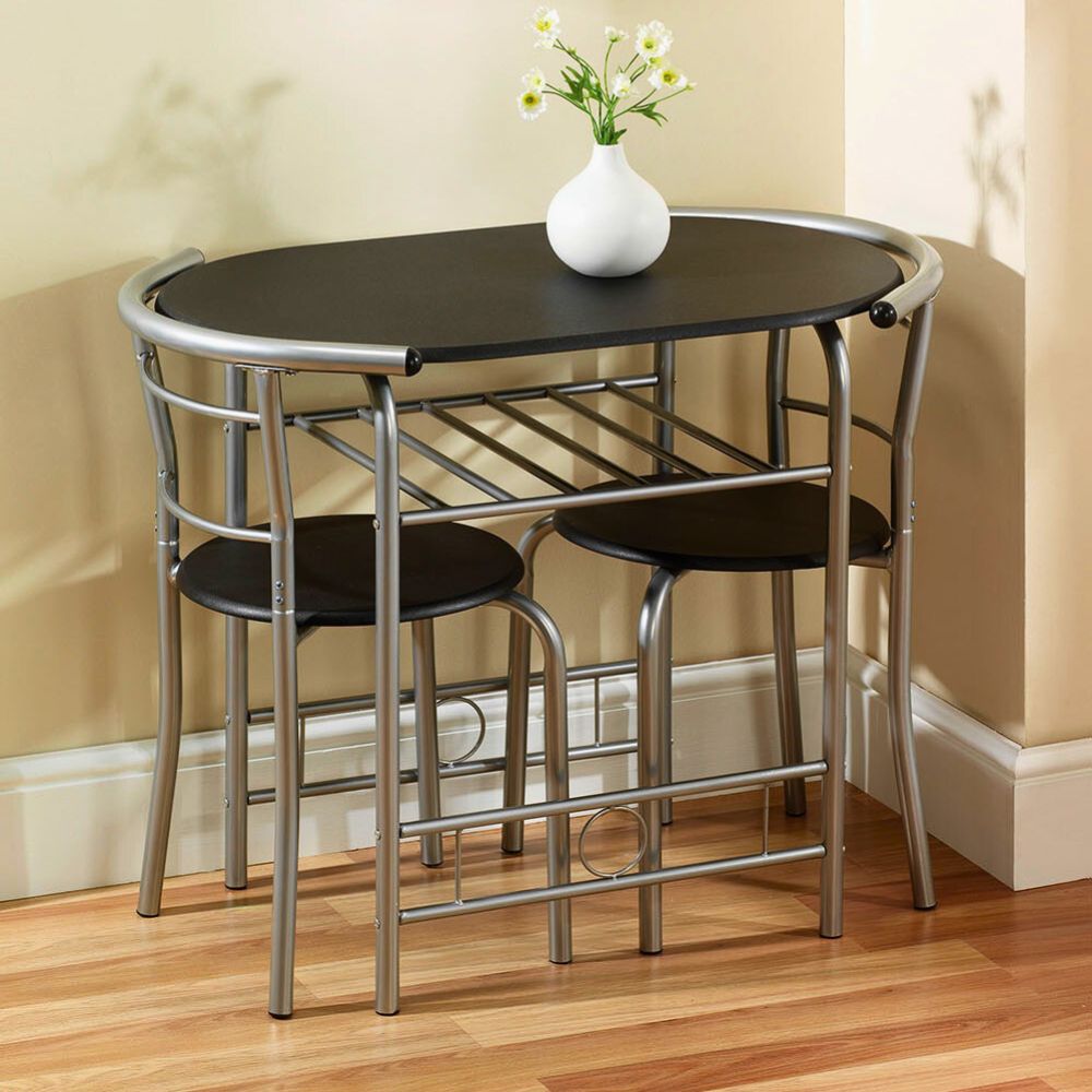 Stylish 2-Seater Compact Dining Set with Storage Shelf – Ideal for Small Spaces