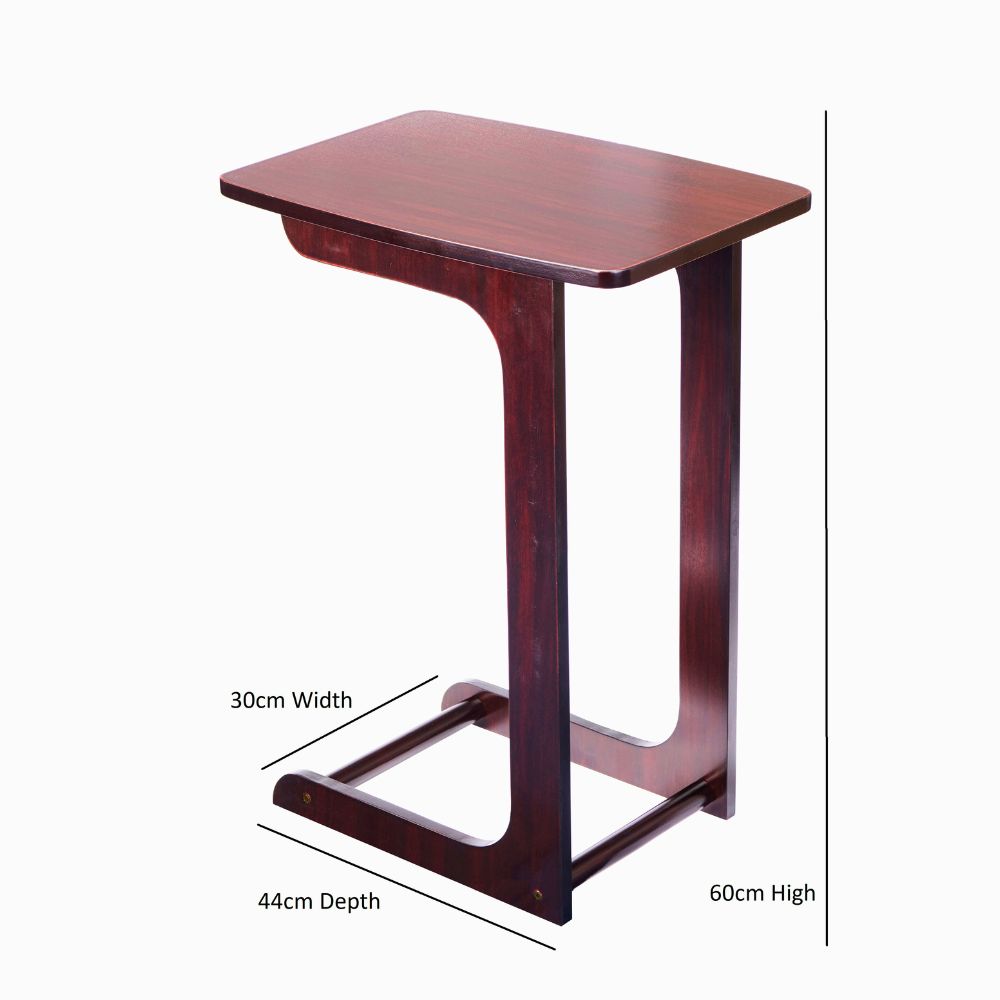 Compact C-Shaped Sofa Side Table in Mahogany or Oak – Stylish & Versatile Design