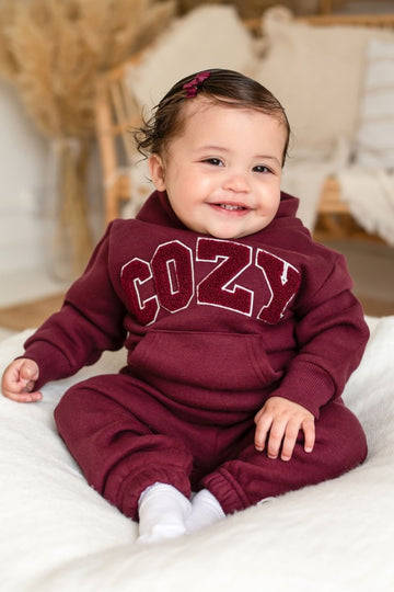 COZY Mini Tracksuit Burgundy Set