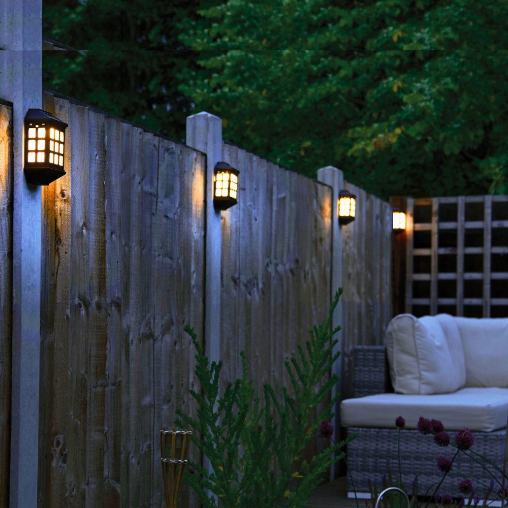 Pack of 4 Deluxe Solar Fence Lights – Warm White LED Outdoor Wall Lights