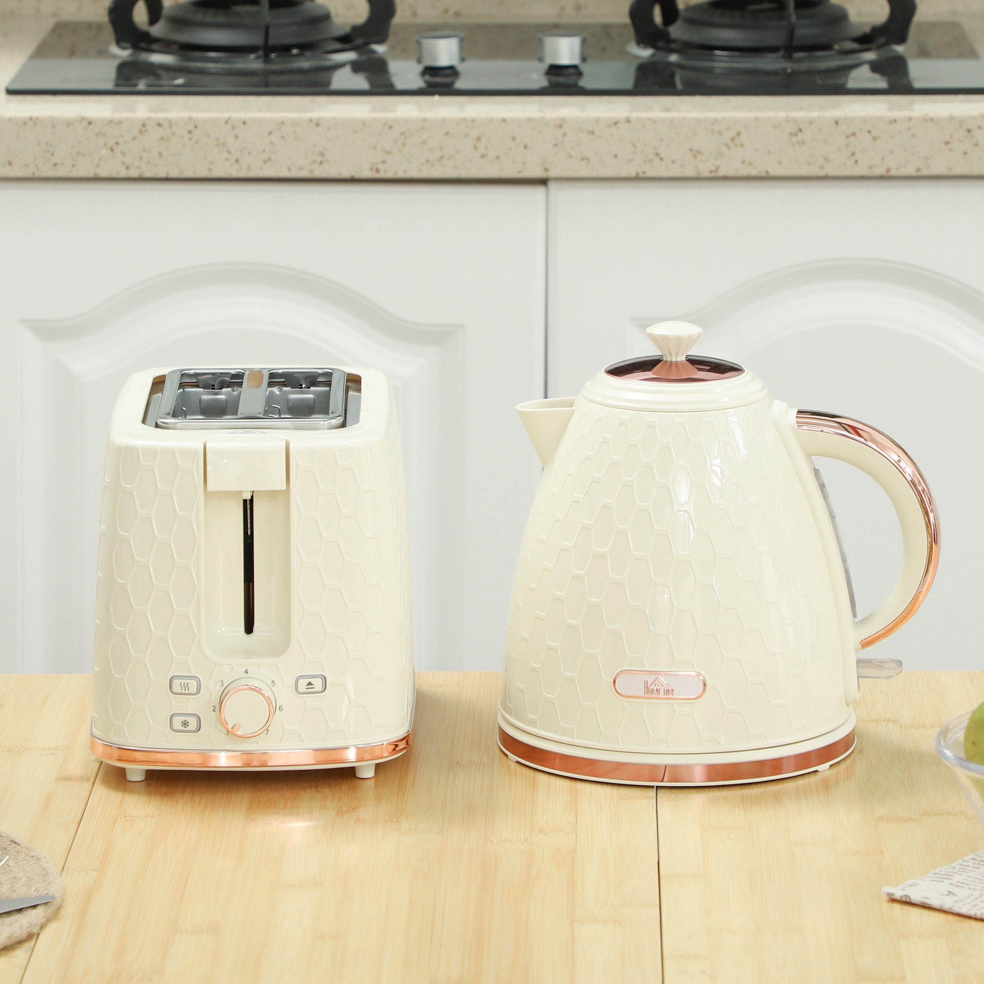 HOMCOM Kettle and Toaster Set 1.7L Fast Boil Kettle & 2 Slice Toaster Set