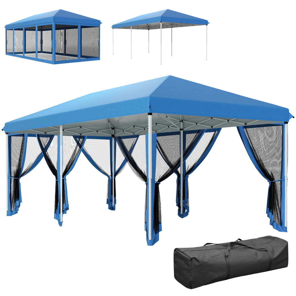 Outsunny 6 x 3(m) Pop Up Party Tent Canopy with 6 Removable Sidewalls