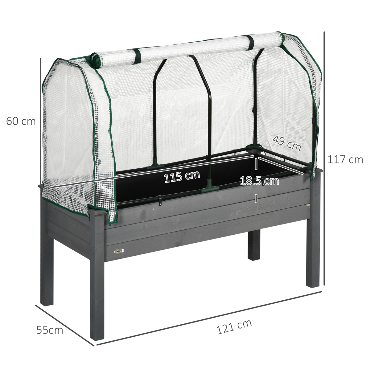 Outsunny Raised Garden Bed w/ PE Cover, Use for Patio, Garden