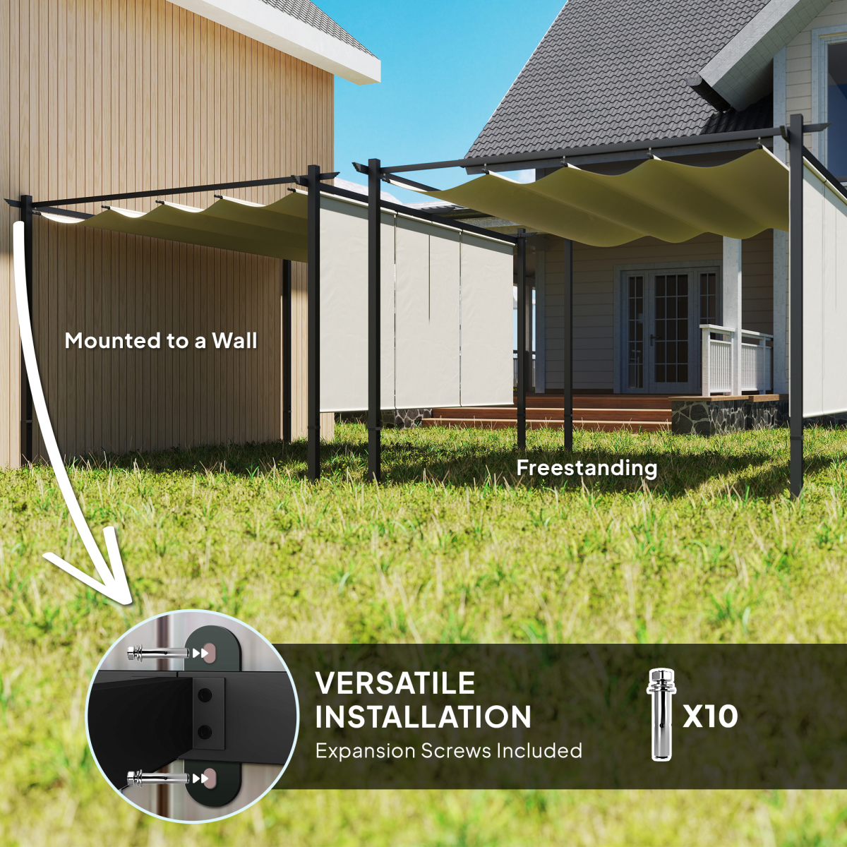 Outsunny 3 x 4m Metal Pergola with Retractable Roof and Roller Shade