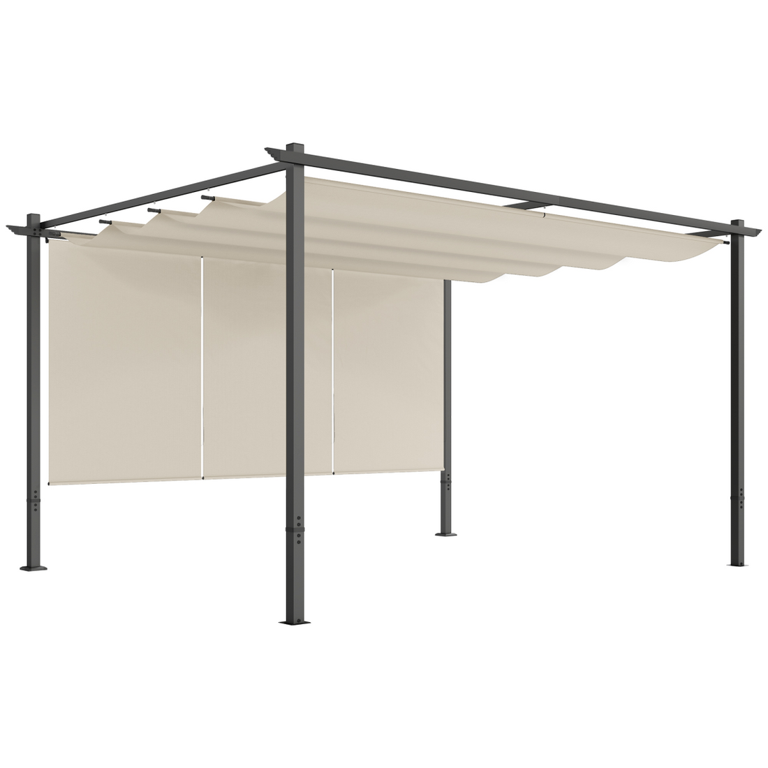 Outsunny 3 x 4m Metal Pergola with Retractable Roof and Roller Shade