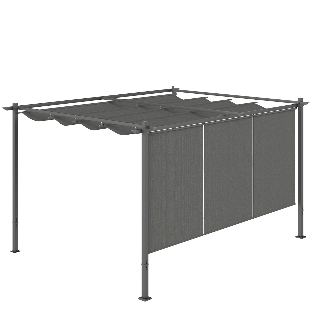 Outsunny 3 x 4m Metal Pergola with Retractable Roof and Roller Shade