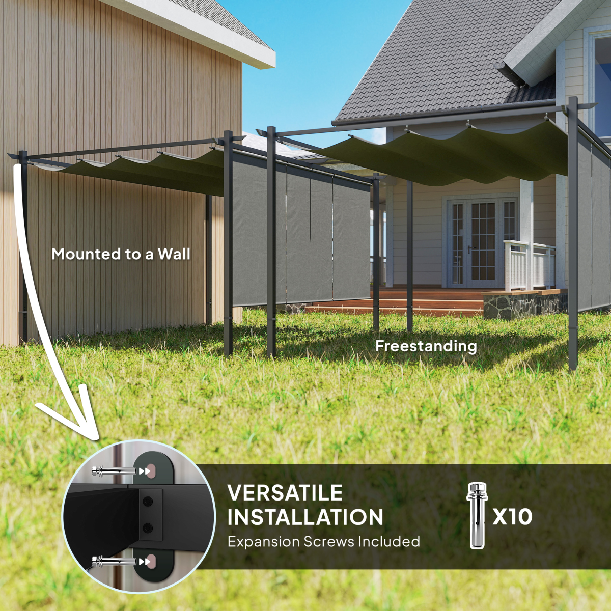 Outsunny 3 x 4m Metal Pergola with Retractable Roof and Roller Shade