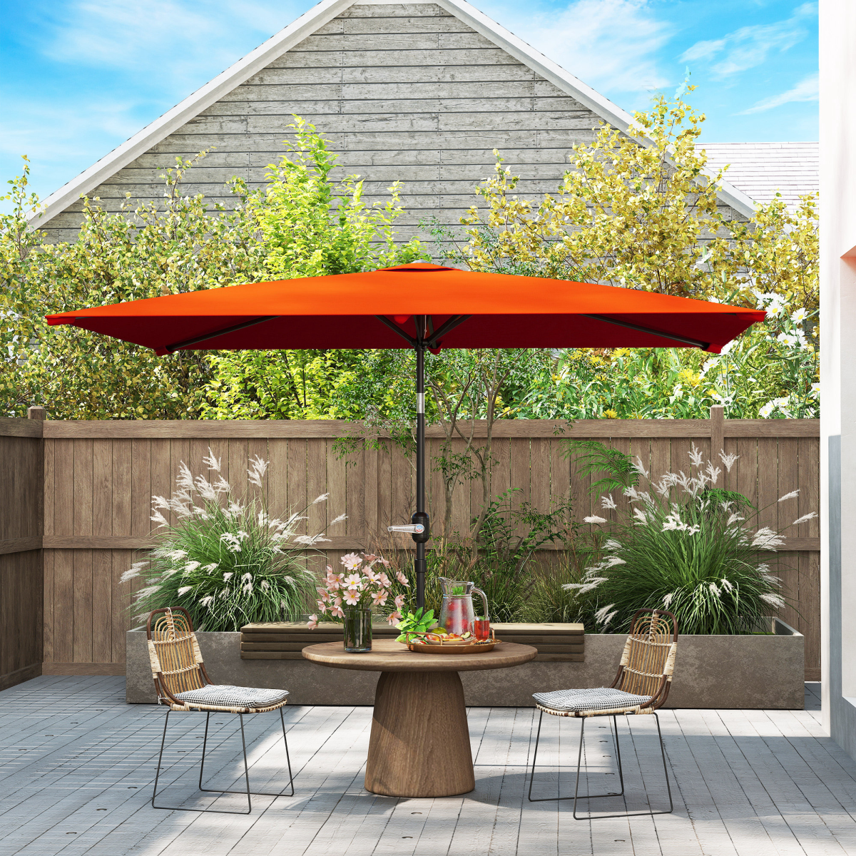 Outsunny 3x2m Garden Parasol Canopy Tilt Crank 6 Ribs Sun Shade