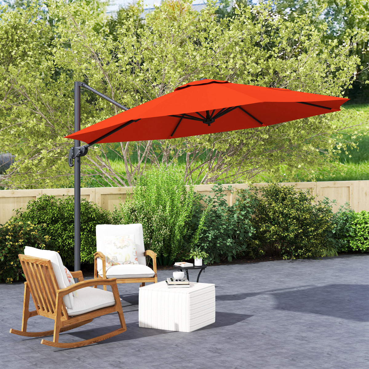 Outsunny 3 x 3(m) Cantilever Parasol Garden Umbrella with Cross Base