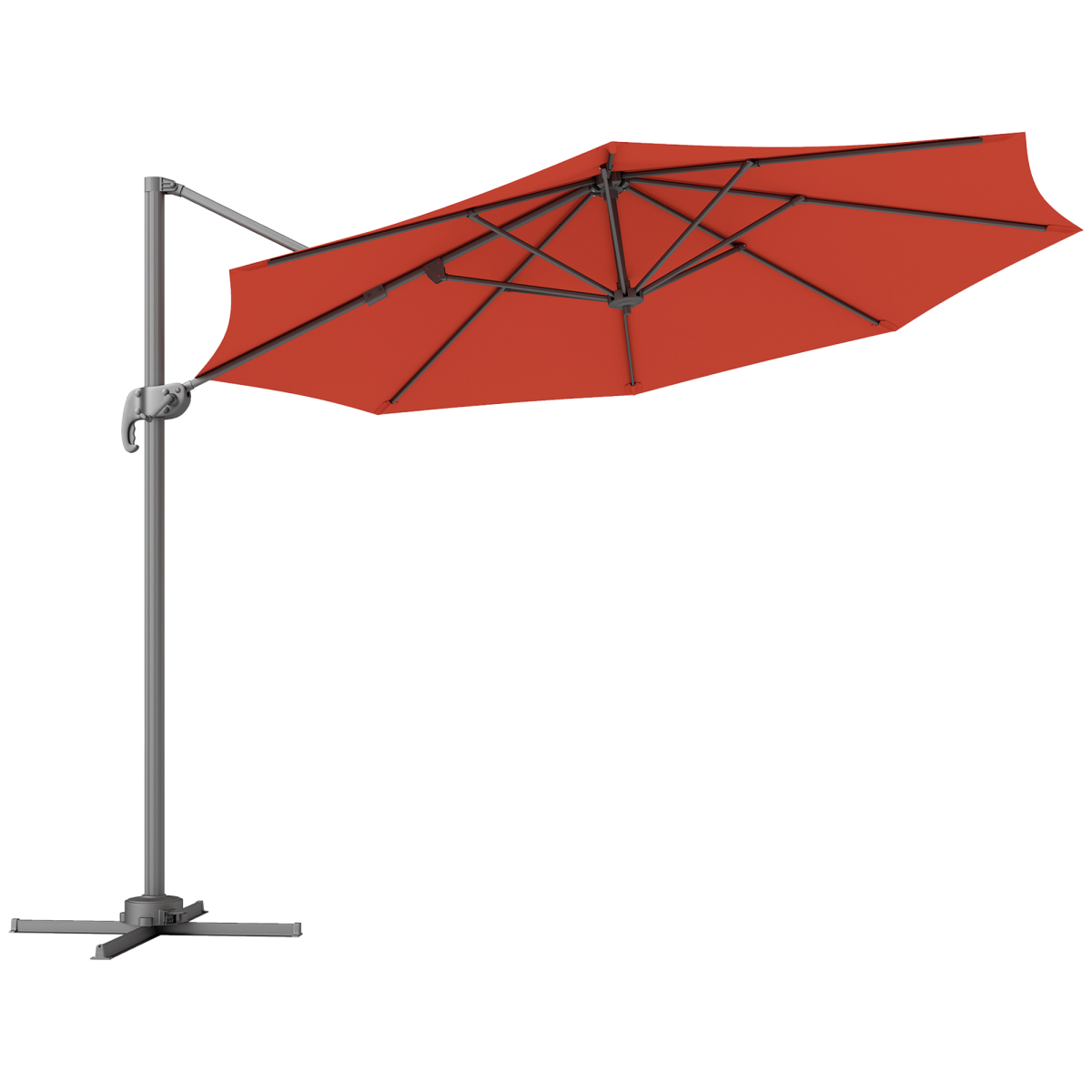 Outsunny 3 x 3(m) Cantilever Parasol Garden Umbrella with Cross Base
