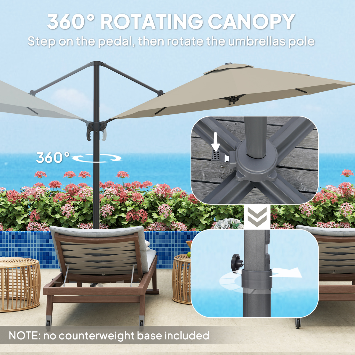 Outsunny 3 x 3(m) Cantilever Parasol Garden Umbrella with Cross Base