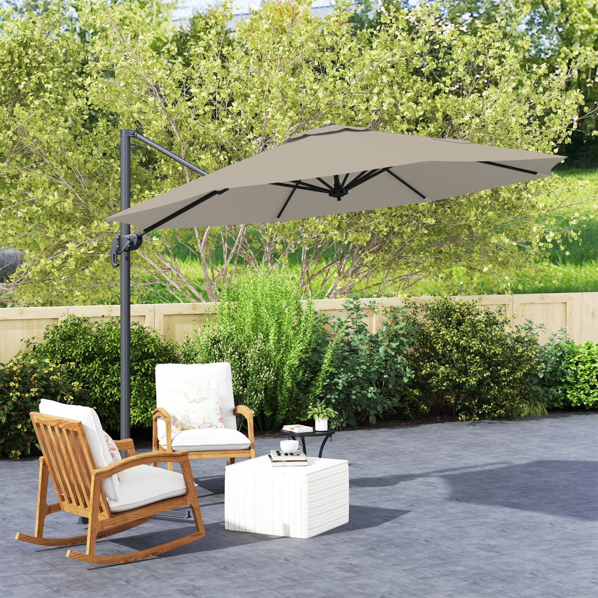 Outsunny 3 x 3(m) Cantilever Parasol Garden Umbrella with Cross Base