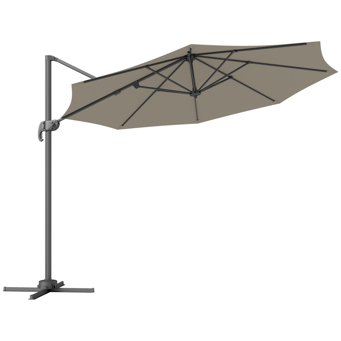 Outsunny 3 x 3(m) Cantilever Parasol Garden Umbrella with Cross Base
