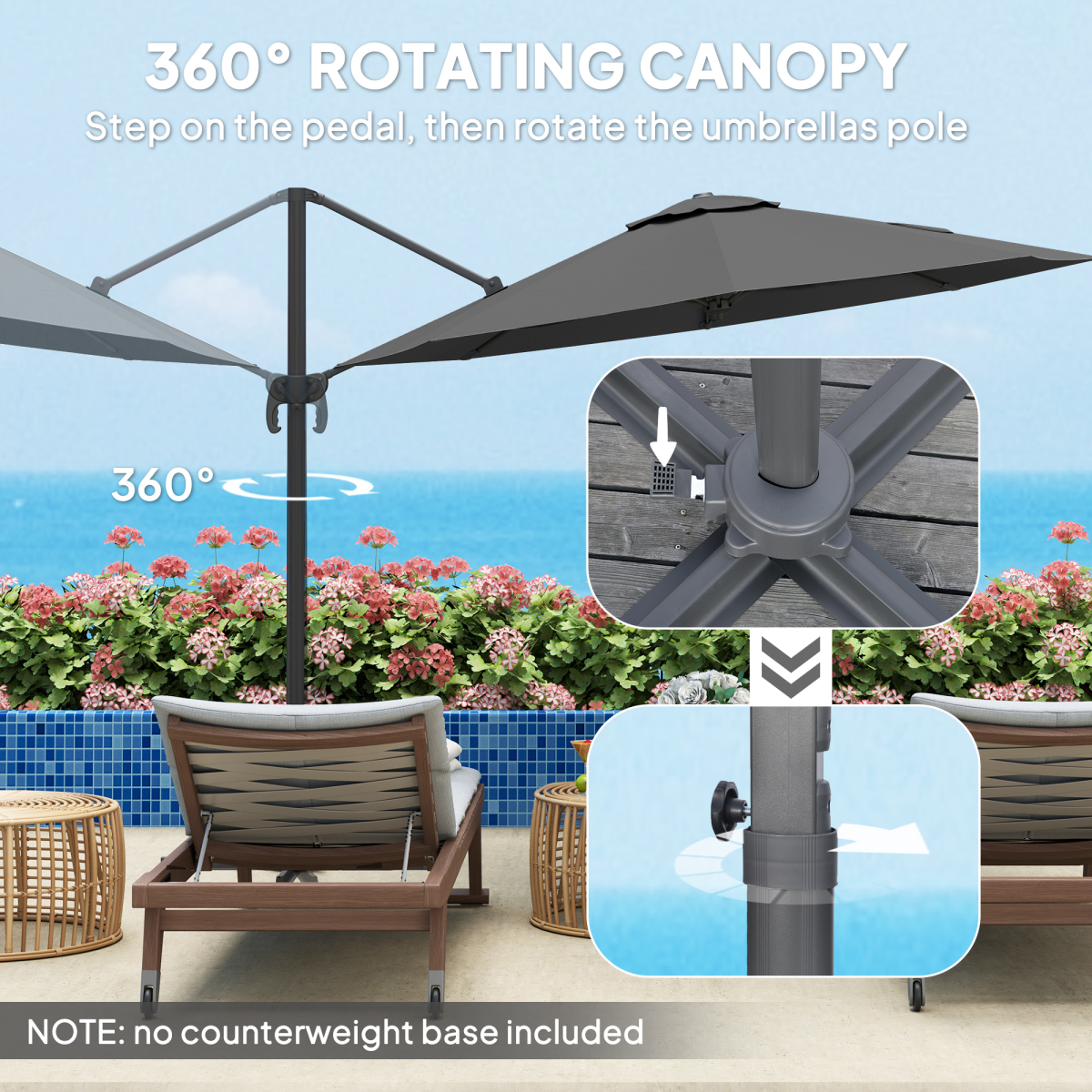 Outsunny 3 x 3(m) Cantilever Parasol Garden Umbrella with Cross Base