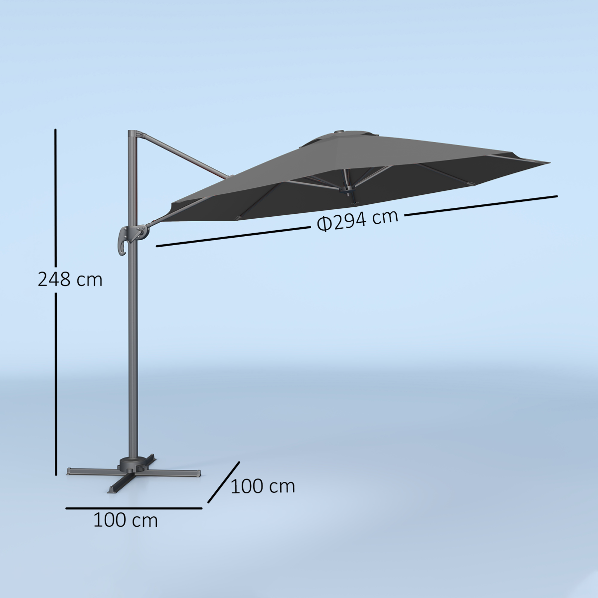 Outsunny 3 x 3(m) Cantilever Parasol Garden Umbrella with Cross Base