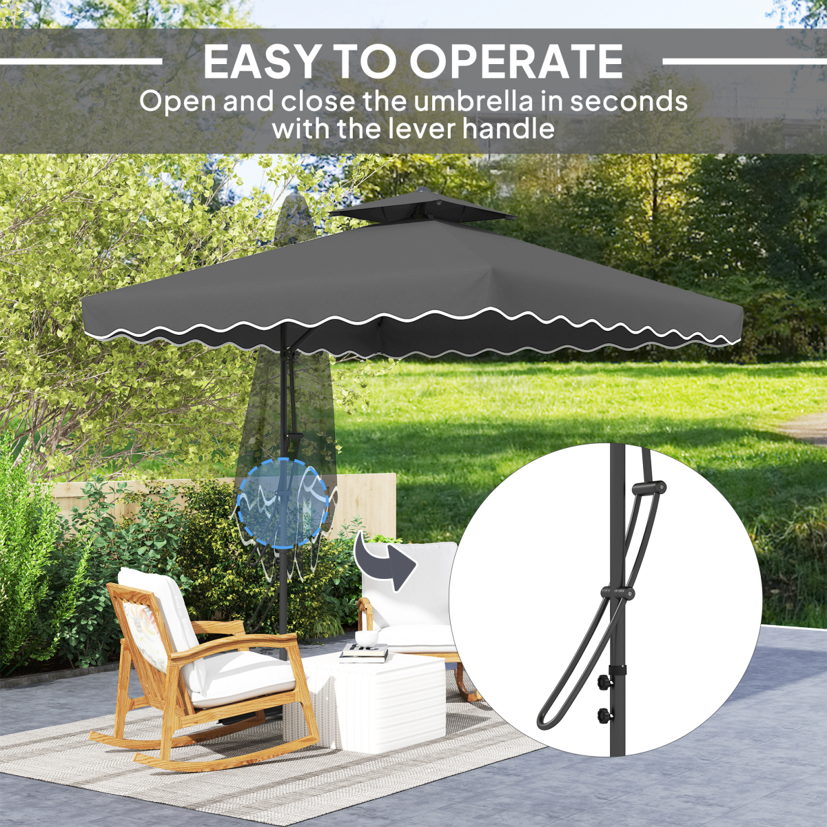 Outsunny 2.5m Cantilever Garden Parasol Umbrella with Cross Base