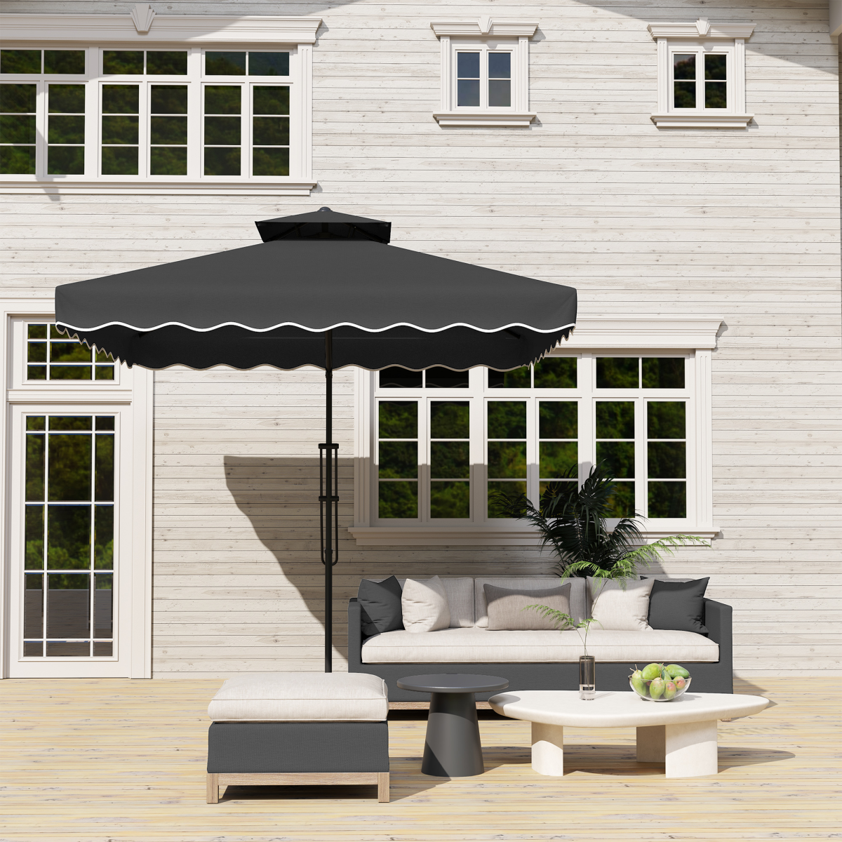 Outsunny 2.5m Cantilever Garden Parasol Umbrella with Cross Base