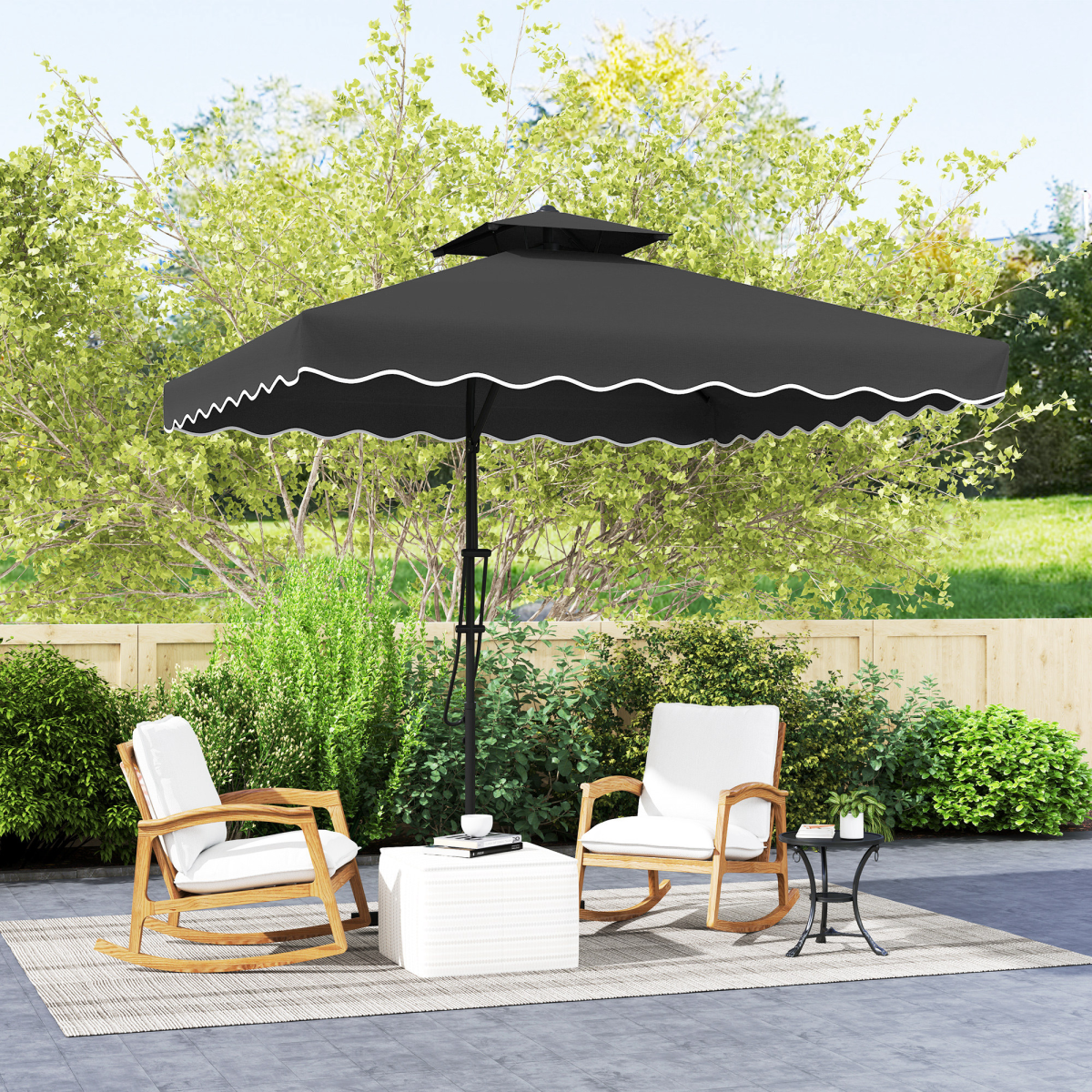 Outsunny 2.5m Cantilever Garden Parasol Umbrella with Cross Base