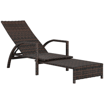Outsunny PE Rattan Sun Lounger with 4-Level Adjustable Backrest