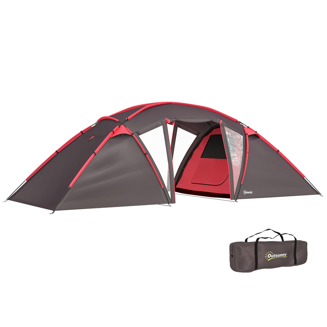 Outsunny 4-6 Man Family Camping Tent w/ 2 Bedrooms, a Living Room