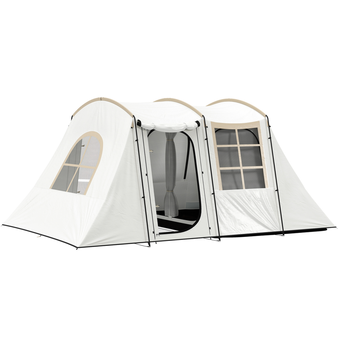 Outsunny 3-4 Man Tunnel Tent with Sewn in Floor, 3000mm Waterproof