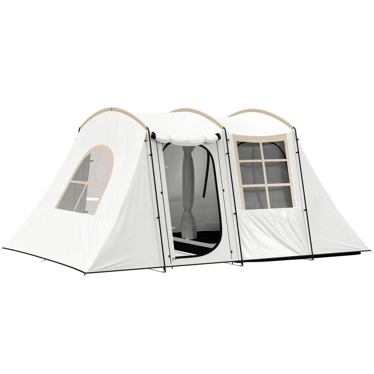 Outsunny 3-4 Man Tunnel Tent with Sewn in Floor, 3000mm Waterproof
