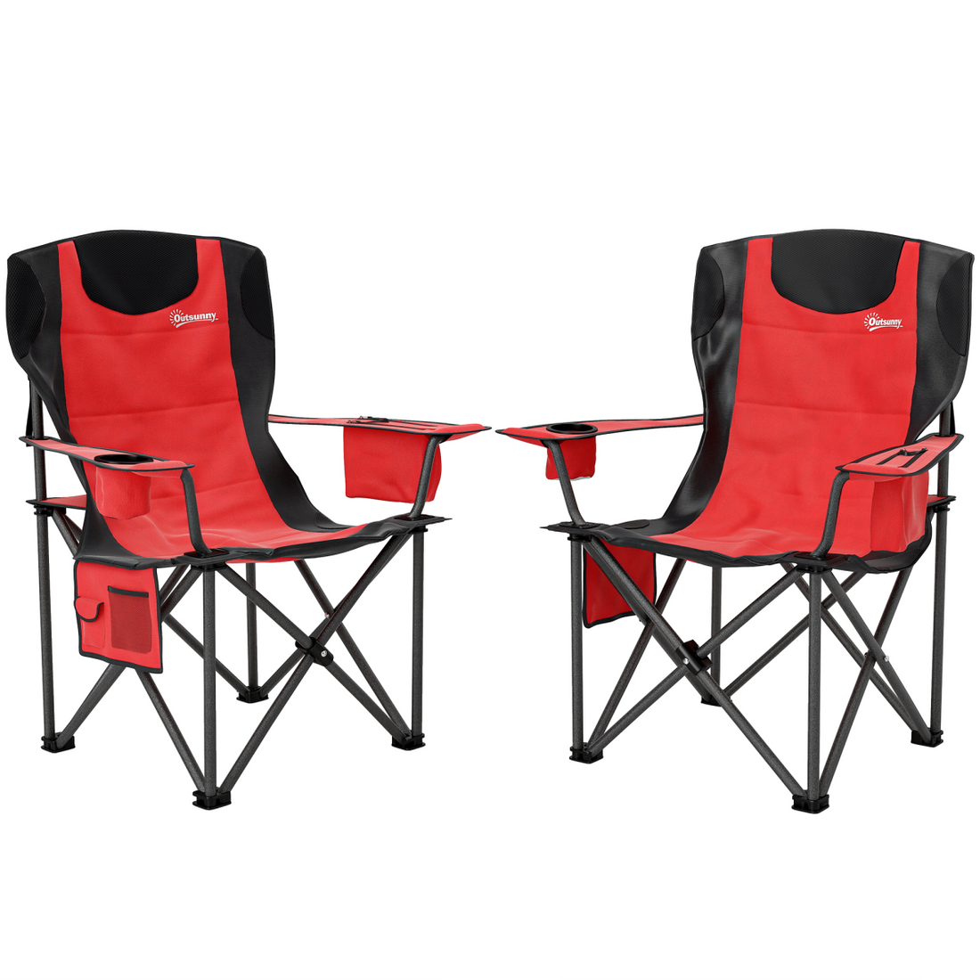 Outsunny Set of 2 Padded Folding Picnic Chairs with Cooler Bag
