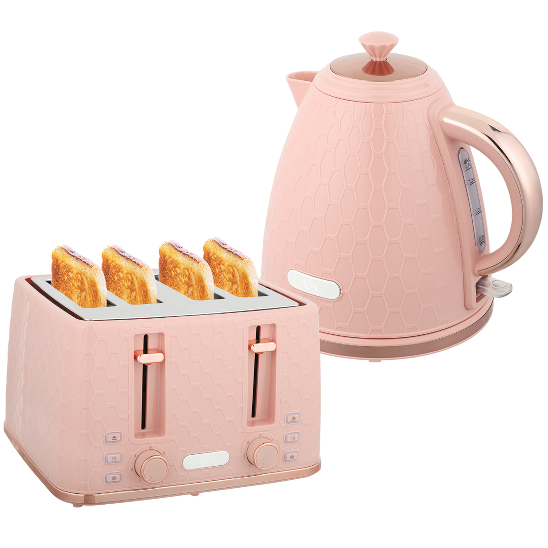 HOMCOM 1.7L Kettle and Toaster Set with Defrost Reheat and Crumb Tray