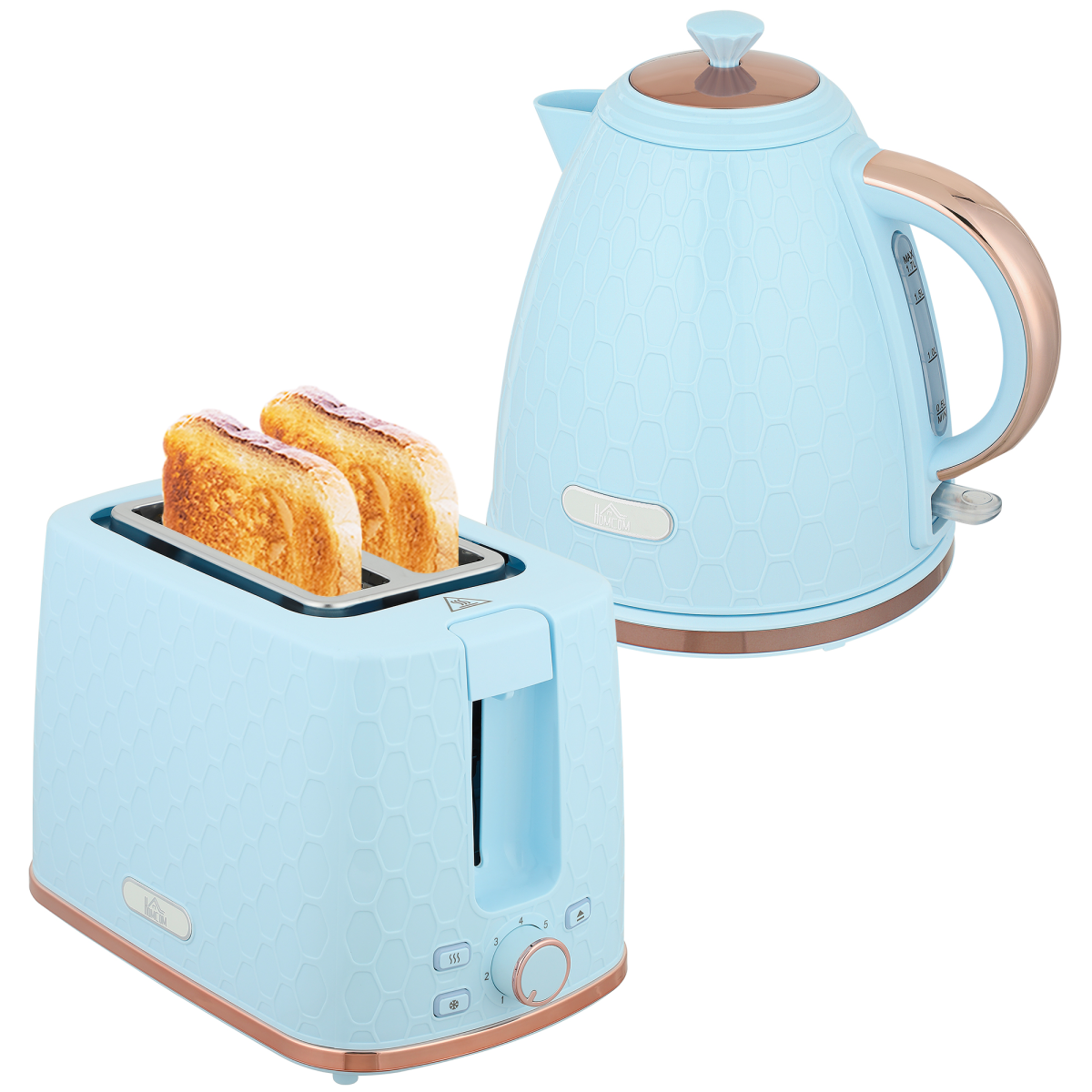 HOMCOM Kettle and Toaster Set 1.7L Kettle & 2 Slice Toaster Set