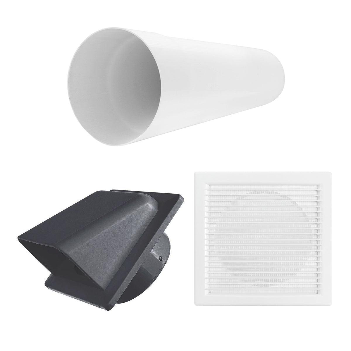 DL0163 Louvre Vent Through Wall Ventilation Kit 100mm Pipe with Graphite Vent