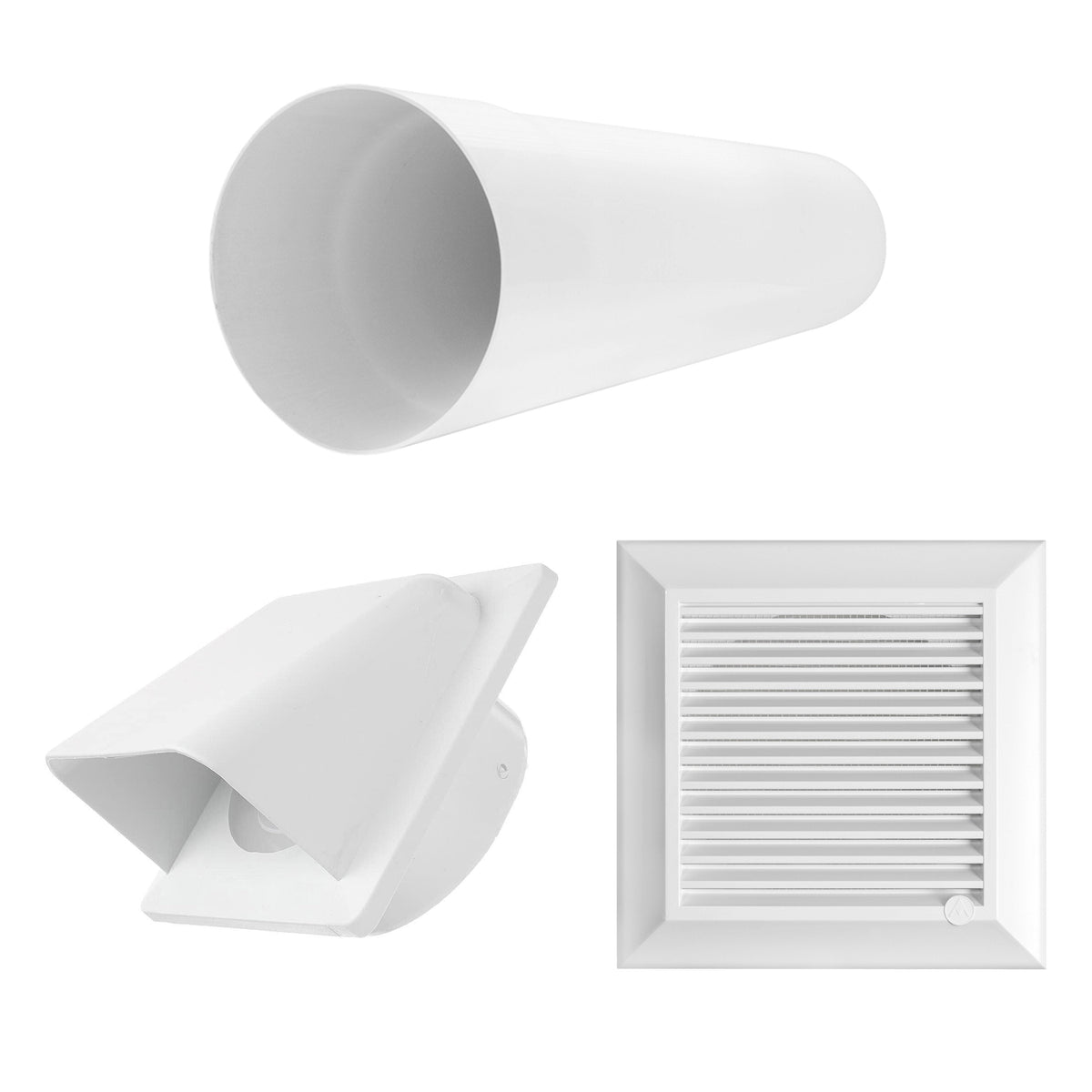 Duo Smart DS4178 Vent Through Wall Ventilation Kit 100mm Pipe with White Vent