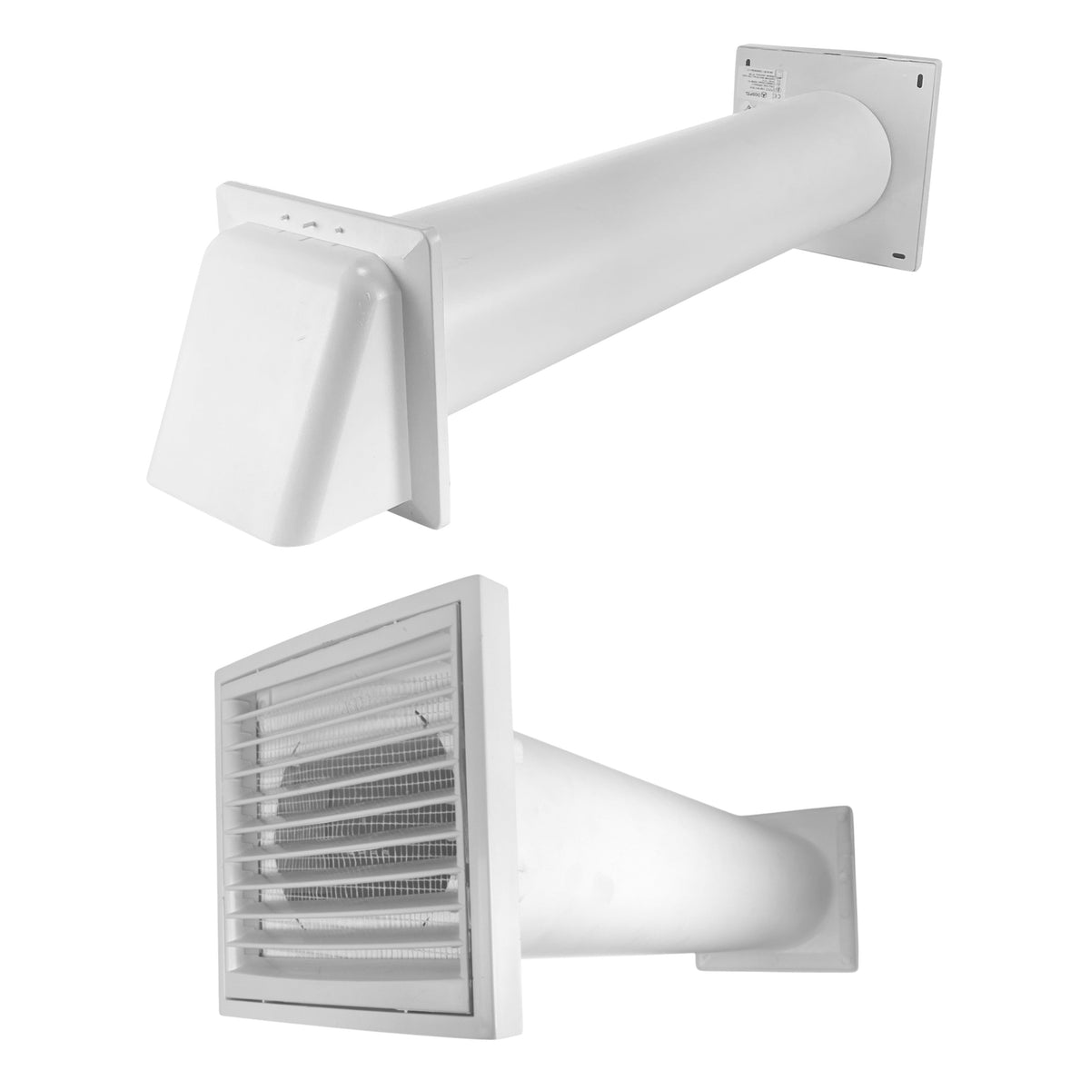 VC-KR0153 Louvre Vent Through Wall Ventilation Kit 100mm Pipe with White Vent