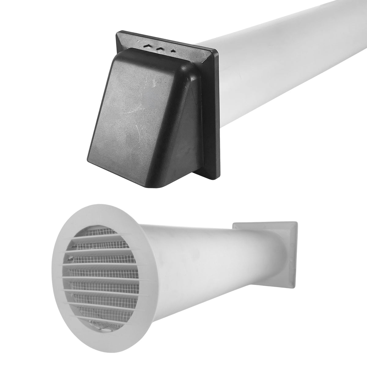 VC-KRO0184 Round Louvre Vent Through Wall Ventilation Kit 100mm Pipe Graphite
