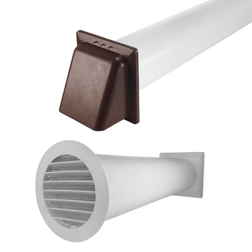 VC-KRO0184 Round Louvre Vent Through Wall Ventilation Kit 100mm Pipe Brown Vent
