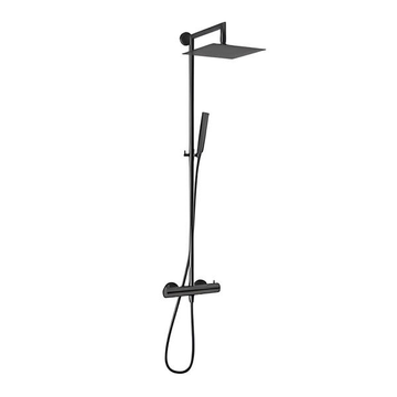 Velar Matt Black Thermostatic Shower Column w/ Diverter and Shower Head