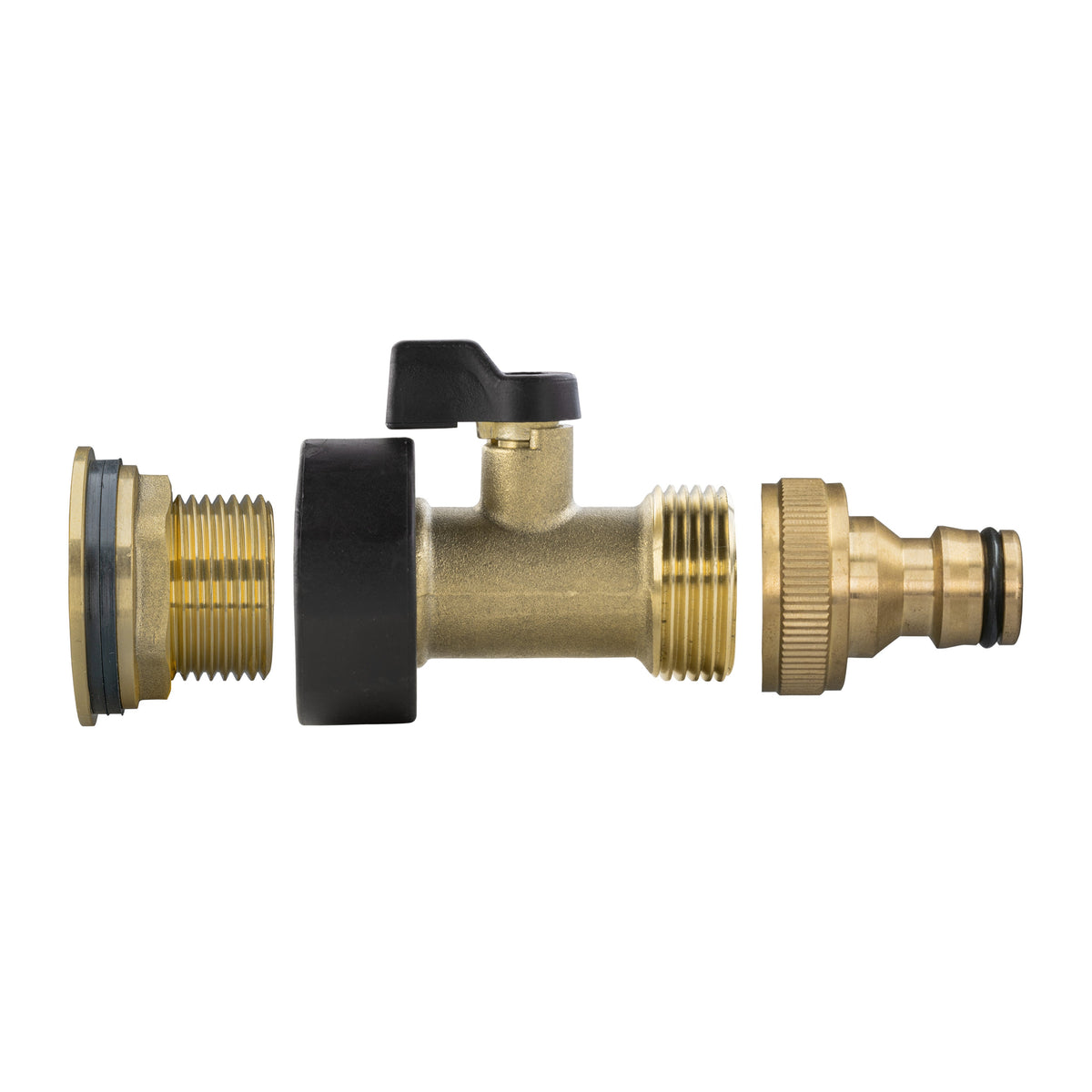 Brass Water Butt Kit 3/4in with Brass Valve + Tap Connector + 27mm Drill Bit