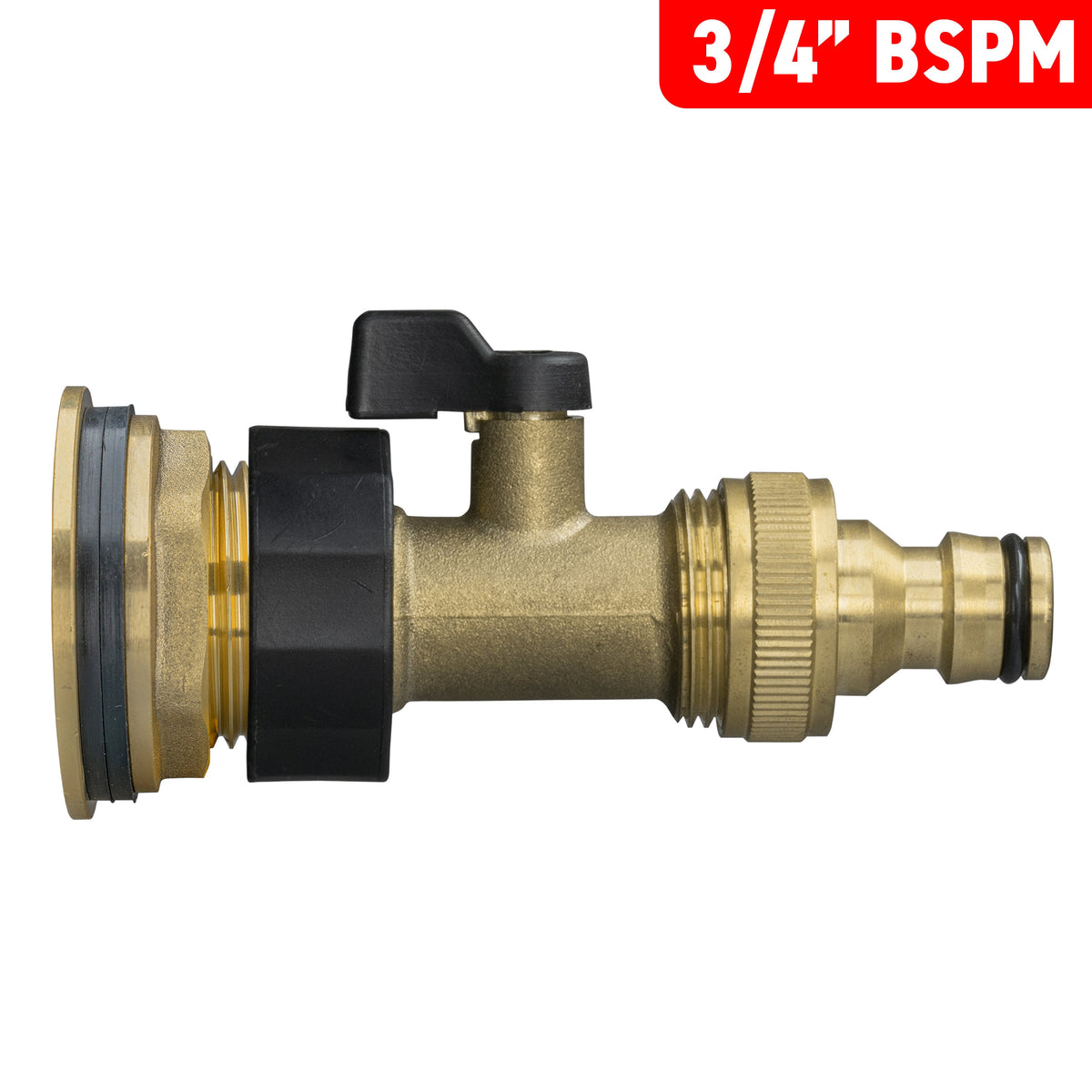 Brass Water Butt Kit 3/4in with Brass Valve + Tap Connector + 27mm Drill Bit