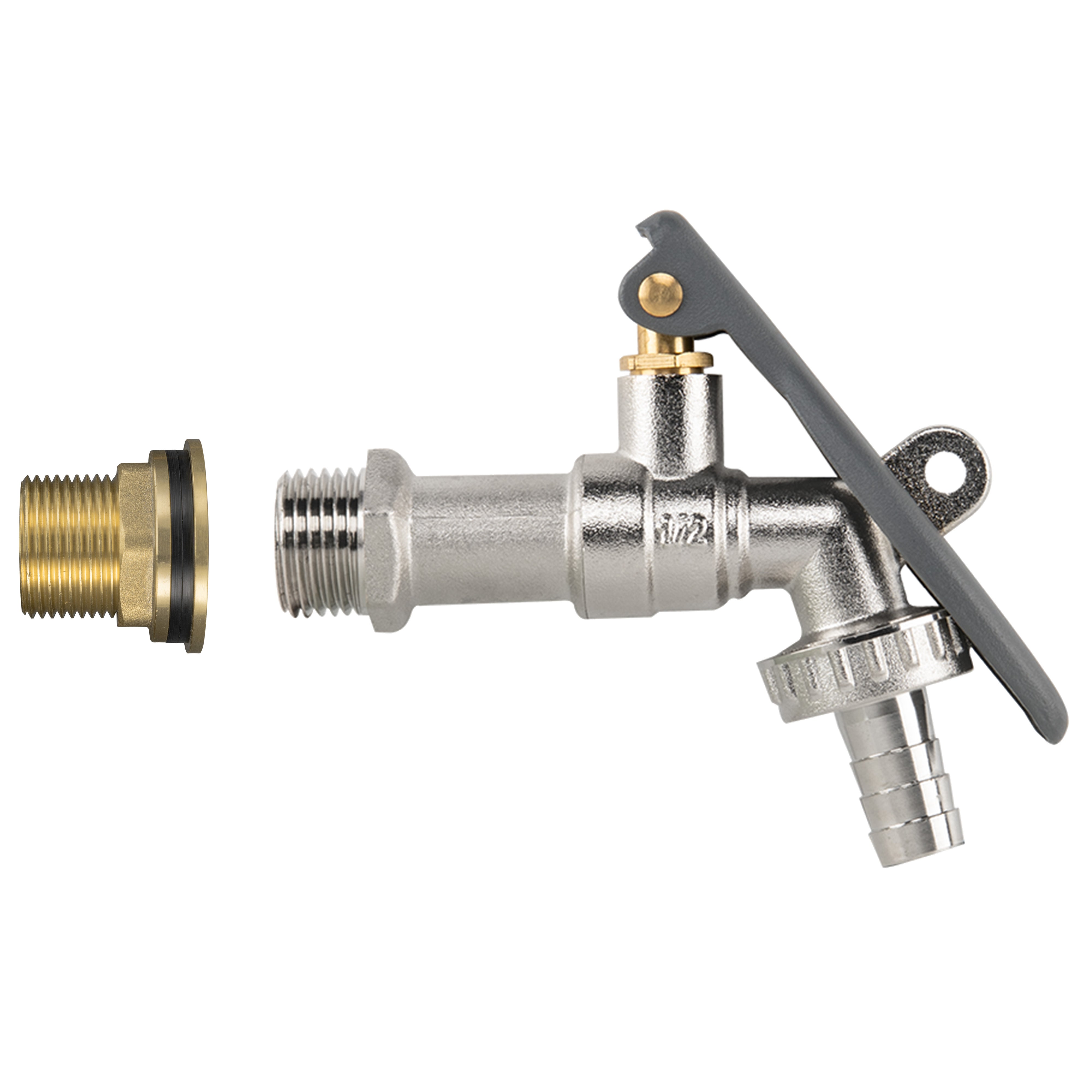 Water Butt Brass Kit 3/4" with Lever Tap Hose Barb and Lever Lock