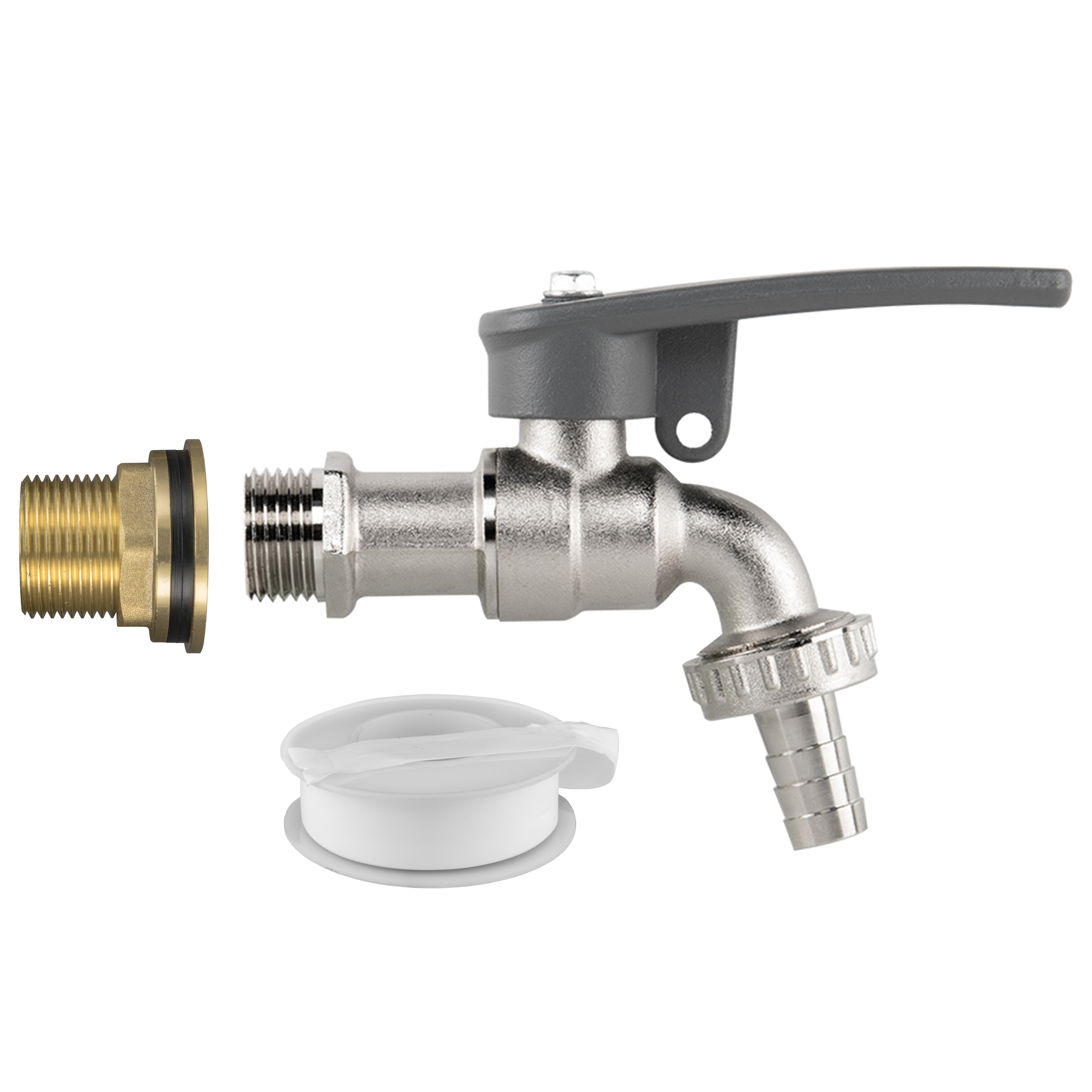 Water Butt Brass Kit 3/4" with Lever Tap Hose Barb and Side Lock